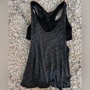 Lululemon Charcoal Gray and Black No Limits Tank Top with Built in Bra